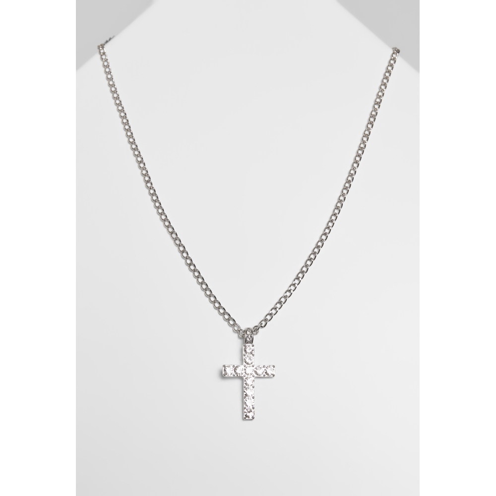 Urban Classics - Diamond Cross Necklace silver one size Collier - Couleur argent